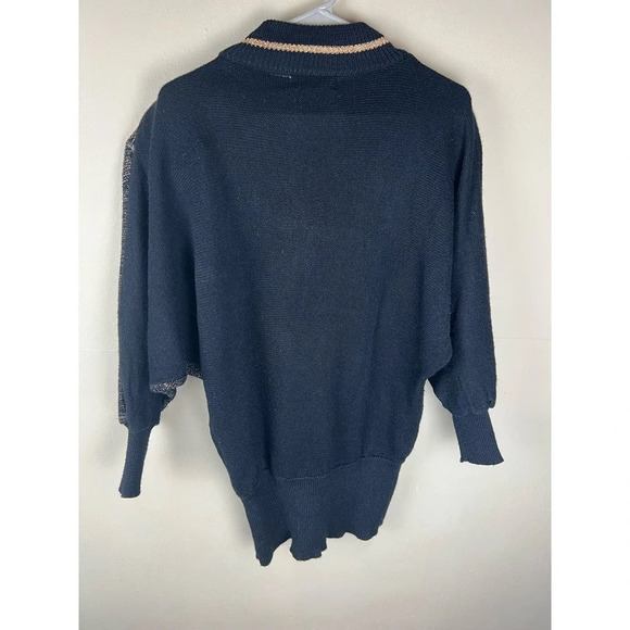 Andriano by I. Fatigati Vintage Black Metallic Gold Retro Sweater Women’s Medium - Picture 5 of 5